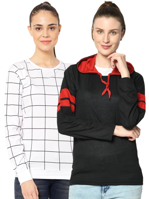 

VIMAL JONNEY Women Pack of 2 Solid Tshirts, White