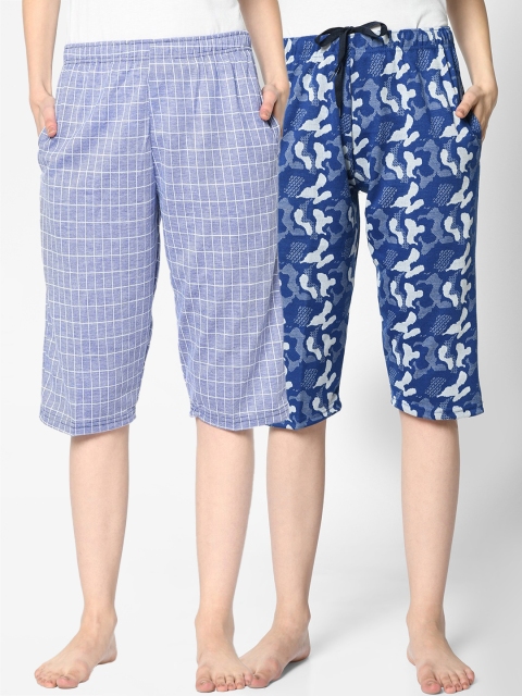 

VIMAL JONNEY Women Pack Of 2 Lounge Shorts, Blue