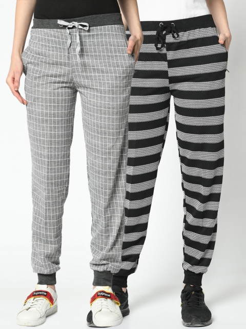 

VIMAL JONNEY Women Pack of 2 Grey Striped Joggers