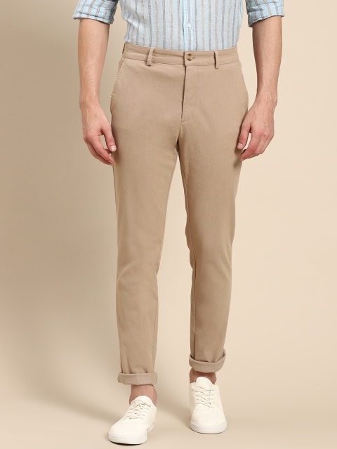 

United Colors of Benetton Men Beige Slim Fit Self Design Regular Trousers