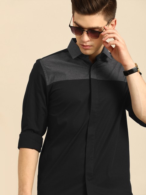

United Colors of Benetton Men Black Slim Fit Colourblocked Casual Shirt