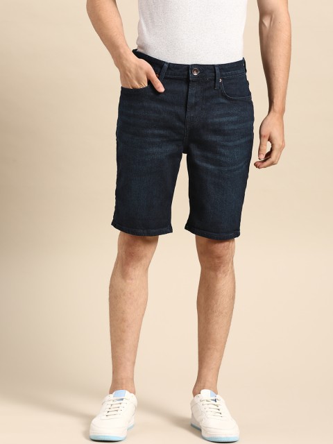 

United Colors of Benetton Men Navy Blue Solid Slim Fit Denim Shorts