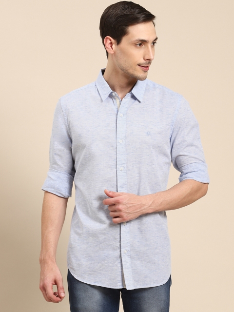 

United Colors of Benetton Men Blue Slim Fit Striped Casual Shirt