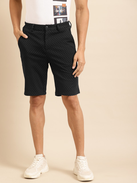 

United Colors of Benetton Men Black Printed Slim Fit Regular Shorts