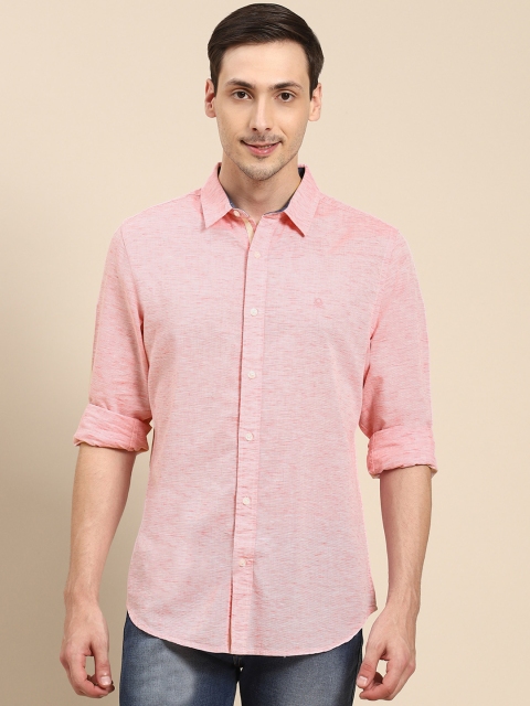 

United Colors of Benetton Men Pink Solid Casual Shirt