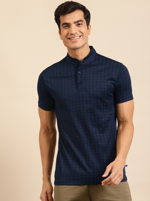 

United Colors of Benetton Men Navy Blue Printed Pure Cotton Polo Collar Pure Cotton T-shirt