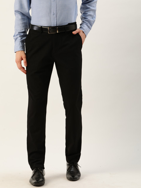 

United Colors of Benetton Men Black Slim Fit Flexi Waist Formal Trousers