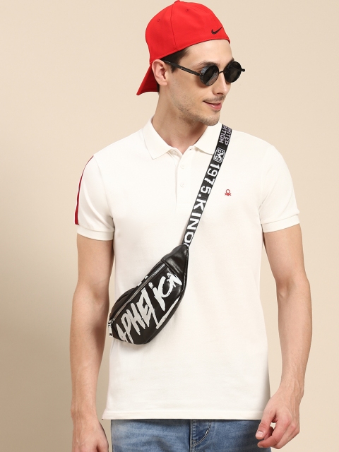 

United Colors of Benetton Men White Pure Cotton Solid Polo Collar T-shirt
