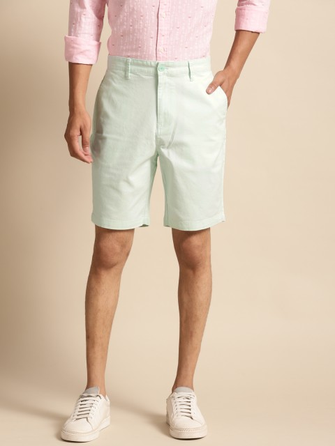 

United Colors of Benetton Men Green Solid Comfort Fit Regular Shorts