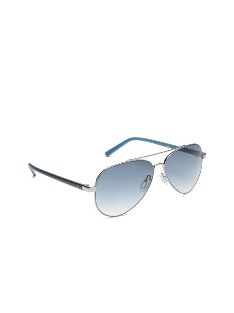 

French Connection Unisex Blue Lens & Silver-toned Aviator Sunglasses FC 7579 C3