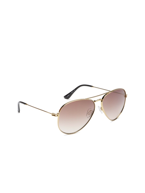 

French Connection Unisex Pink Lens & Gold-Toned Aviator Sunglasses FC 7556 C1