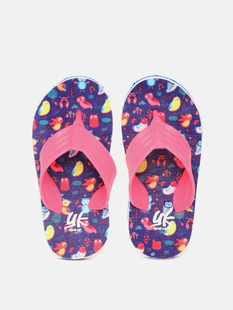 

YK Girls Pink & Blue Printed Thong Flip-Flops