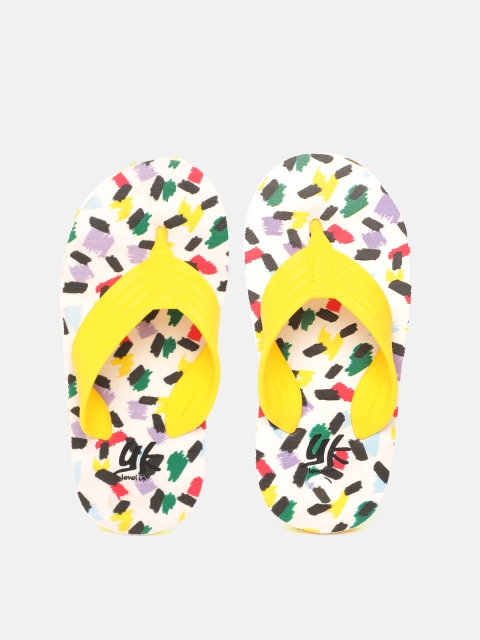

YK Girls Yellow & White Printed Thong Flip-Flops
