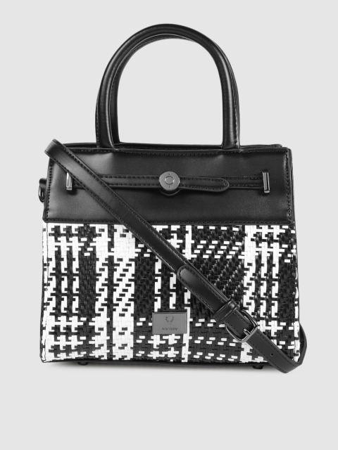 

Allen Solly Black & White Self Design Handheld Bag
