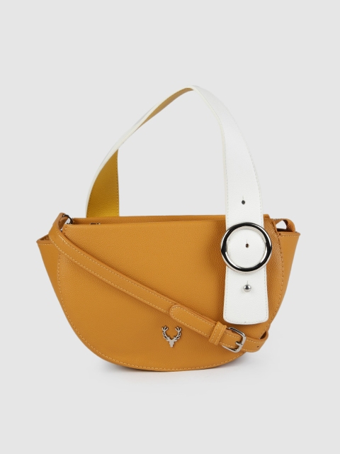 

Allen Solly Mustard & White Solid Handheld Bag with Detachable Sling Strap