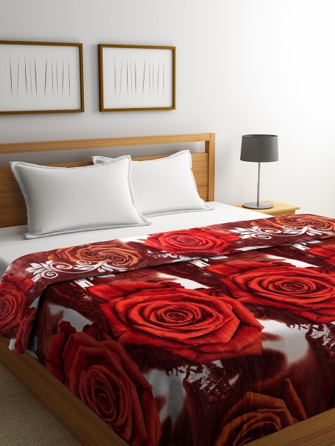 

NEUDIS Red & White Floral AC Room 233 GSM Double Bed Blanket