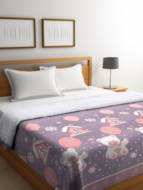 

NEUDIS Purple & Grey Floral Mild Winter 450 GSM Double Bed Comforter