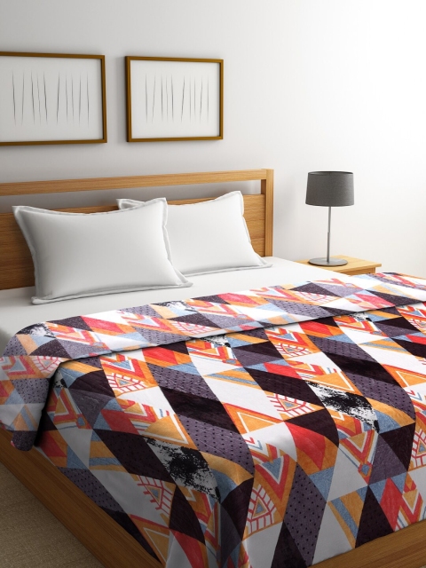 

NEUDIS Black & Orange Abstract AC Room 230 GSM Double Bed Blanket