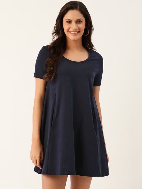 

United Colors of Benetton Women Navy Blue Solid A-Line Dress