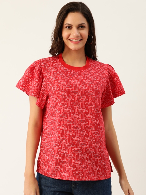 

United Colors of Benetton Red & White Regular Top