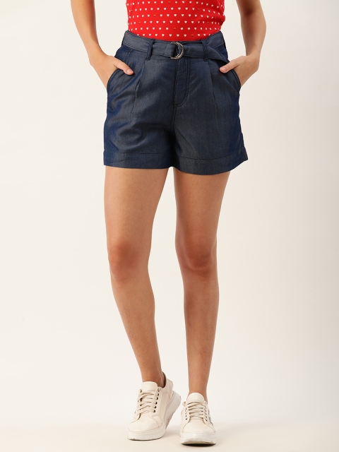 

United Colors of Benetton Women Blue Solid Regular Fit Regular Shorts