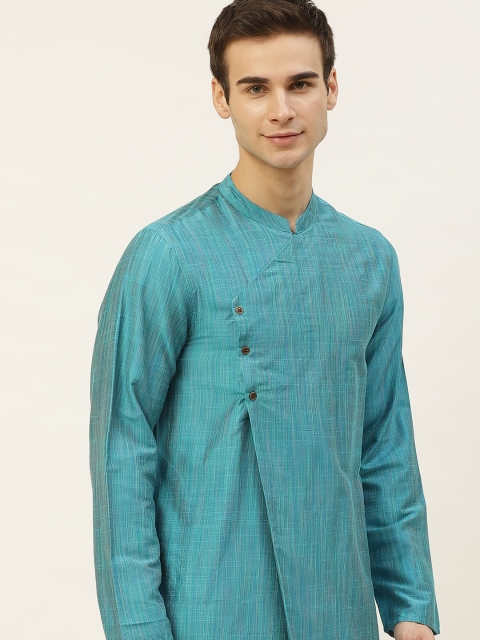 

Ode by House of Pataudi Men Blue Solid Kurta