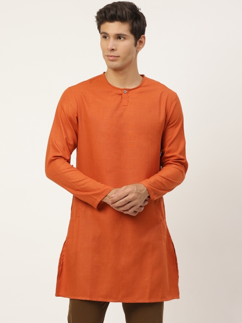 

Ode by House of Pataudi Rozana Men Orange Solid Straight Kurta