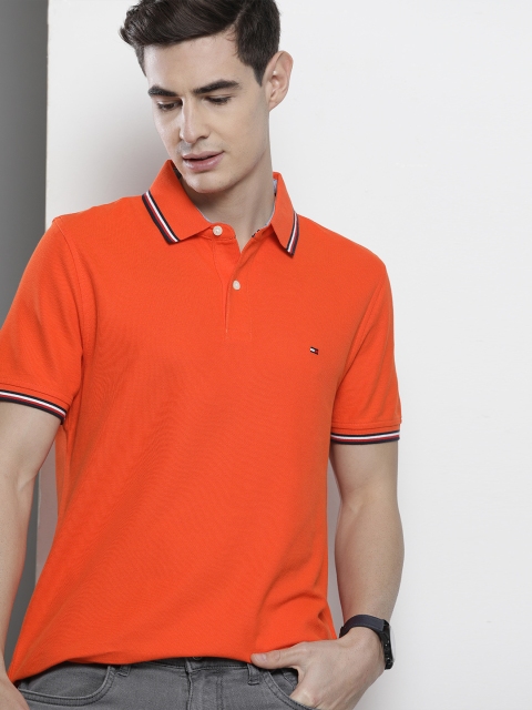 

Tommy Hilfiger Men Orange Solid Polo Collar T-shirt