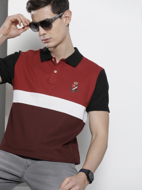 

Tommy Hilfiger Men Multicoloured Colourblocked Slim Fit Polo Collar T-shirt, Multi