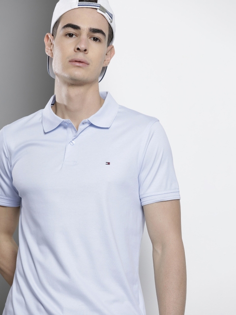 

Tommy Hilfiger Men Blue Solid Polo Collar T-shirt