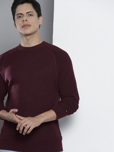 

Tommy Hilfiger Men Burgundy Solid Pullover Sweater