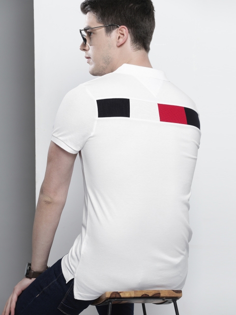 

Tommy Hilfiger Men White Solid Pure Cotton Polo Collar Pure Cotton T-shirt