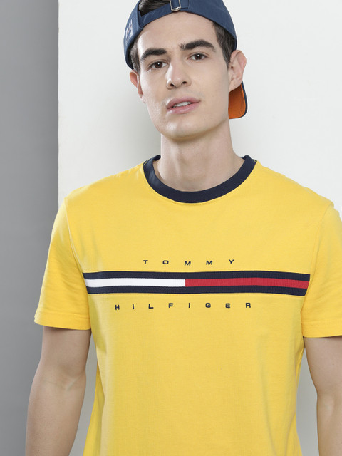 

Tommy Hilfiger Men Yellow Printed Round Neck T-shirt