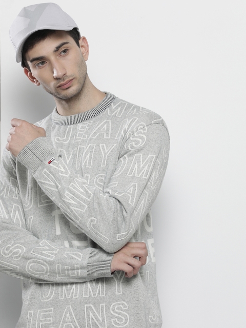 

Tommy Hilfiger Men Grey Typography Pullover