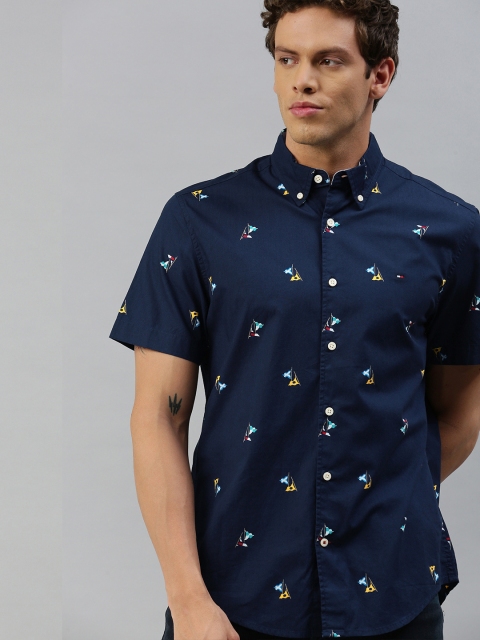 

Tommy Hilfiger Men Navy Blue Regular Fit Printed Casual Shirt
