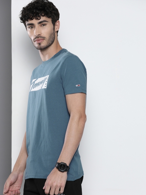 

Tommy Hilfiger Men Blue Printed Round Neck T-shirt