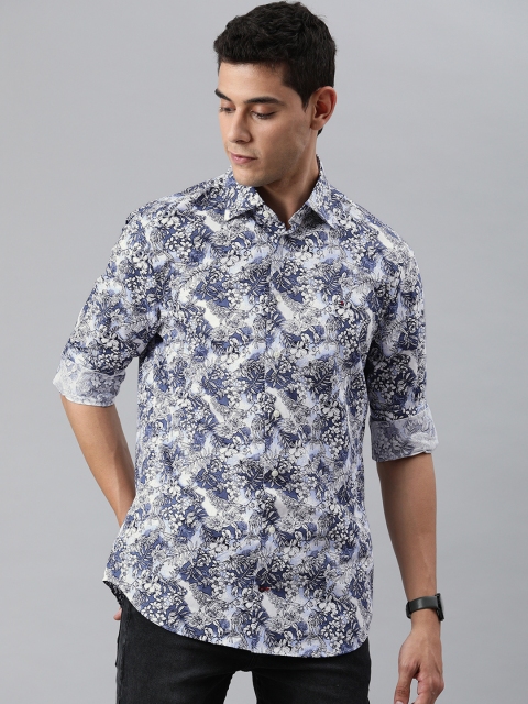 

Tommy Hilfiger Men White & Blue Regular Fit Floral Printed Casual Shirt