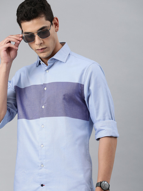 

Tommy Hilfiger Men Blue Classic Slim Fit Colourblocked Casual Shirt