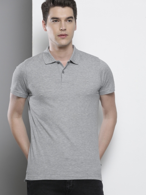 

Tommy Hilfiger Men Grey Solid Polo Collar T-shirt