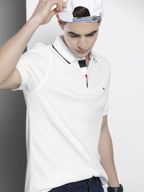 

Tommy Hilfiger Men White Solid Polo Collar T-shirt