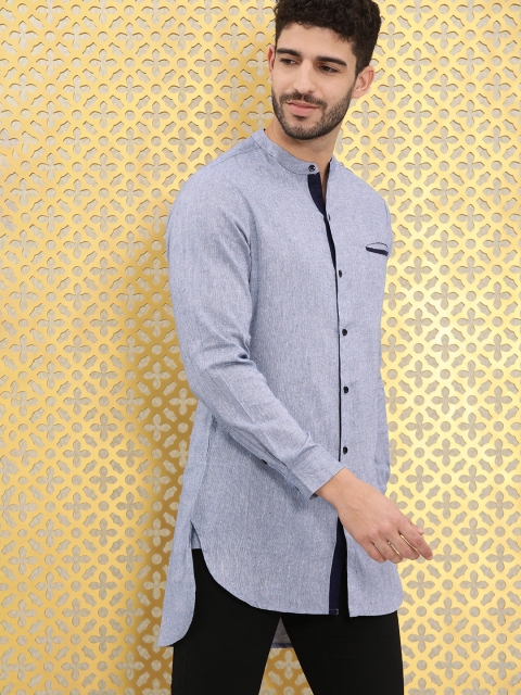 

Ode by House of Pataudi Men Blue Kurta with Pocket