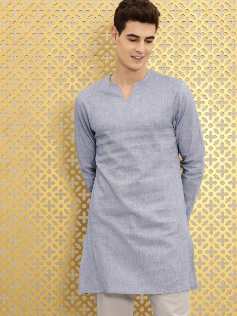 

Ode by House of Pataudi Men Blue Solid A-Line Regular Kurta