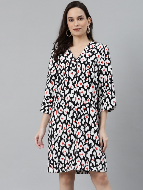 

Marks & Spencer Women Black & White Geometric Printed A-Line Dress