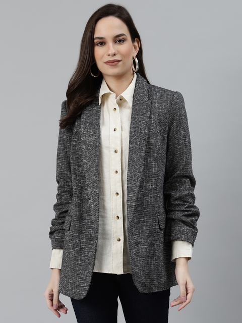 

Marks & Spencer Women Charcoal Grey Solid Open Front Relaxed Fit Smart Casual Blazer