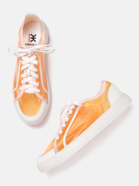 

Kook N Keech Women Orange & White Solid Clear Sneakers