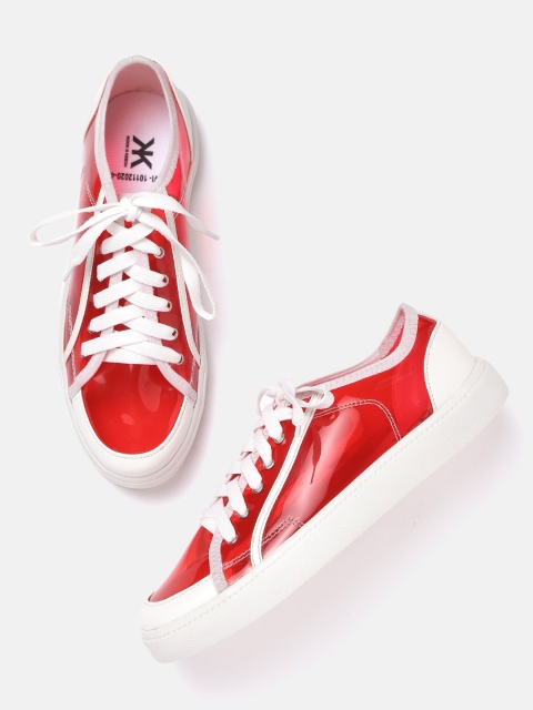 

Kook N Keech Women Red & White Solid Clear Sneakers