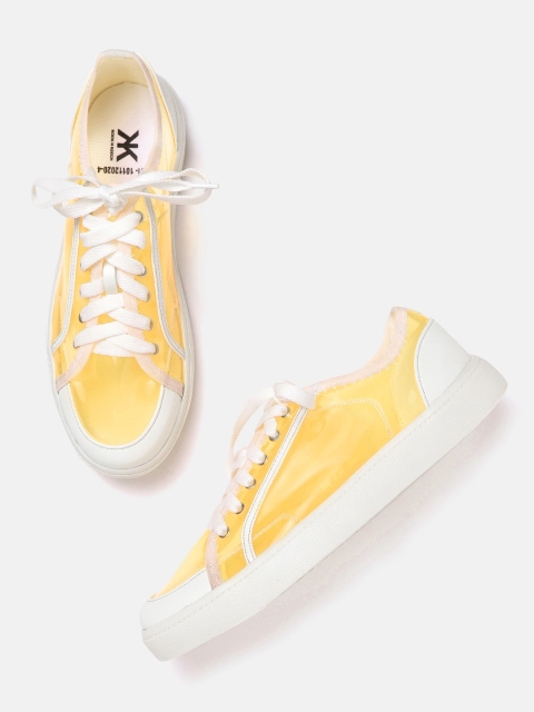 

Kook N Keech Women Yellow & White Solid Clear Sneakers