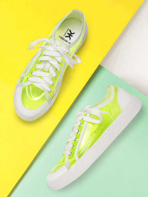 

Kook N Keech Women Green & White Solid Clear Sneakers