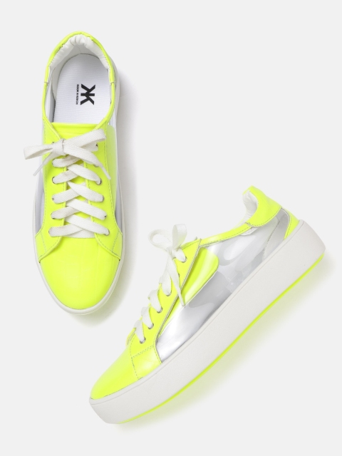 

Kook N Keech Women Fluorescent Green & Transparent Colourblocked Sneakers
