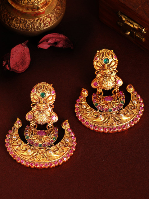 

Rubans Gold-Toned Crescent Shaped Drop Earrings